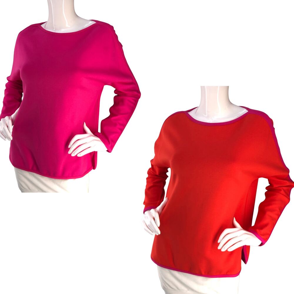 Ann Mashburn Womens Size XS Tunic Top Reversible Double Knit Pink Orange
